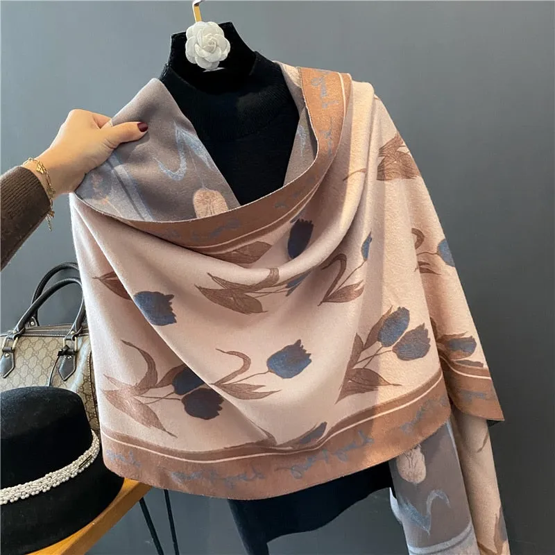 Floral Print Winter Scarf