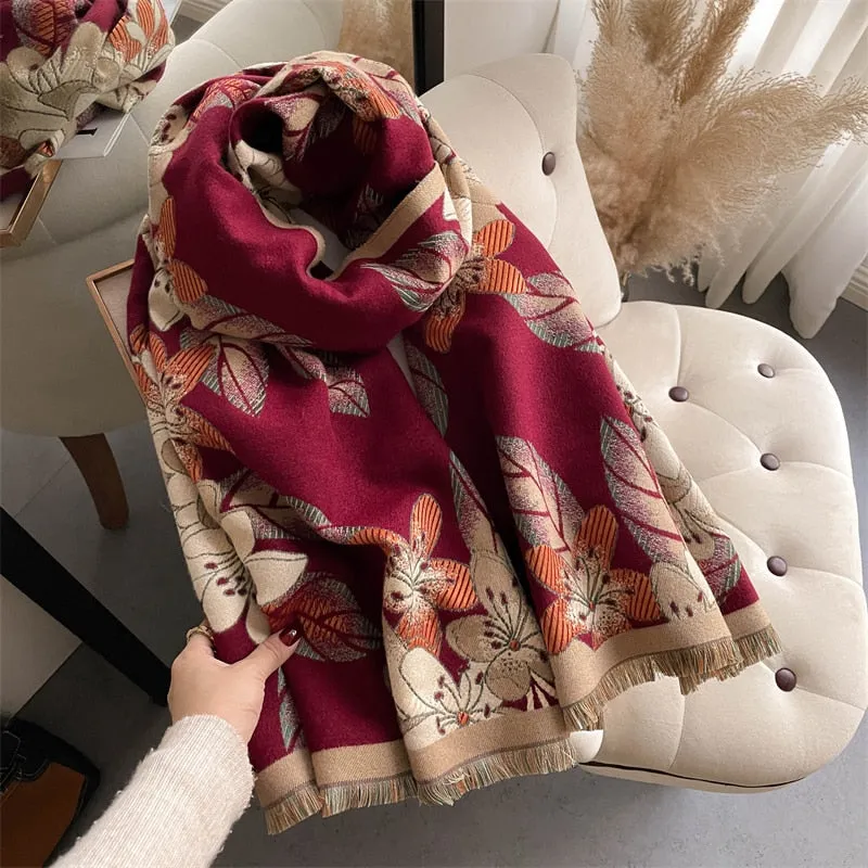 Floral Print Winter Scarf