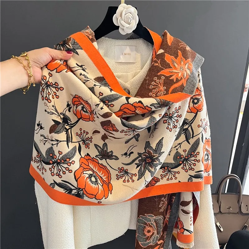 Floral Print Winter Scarf