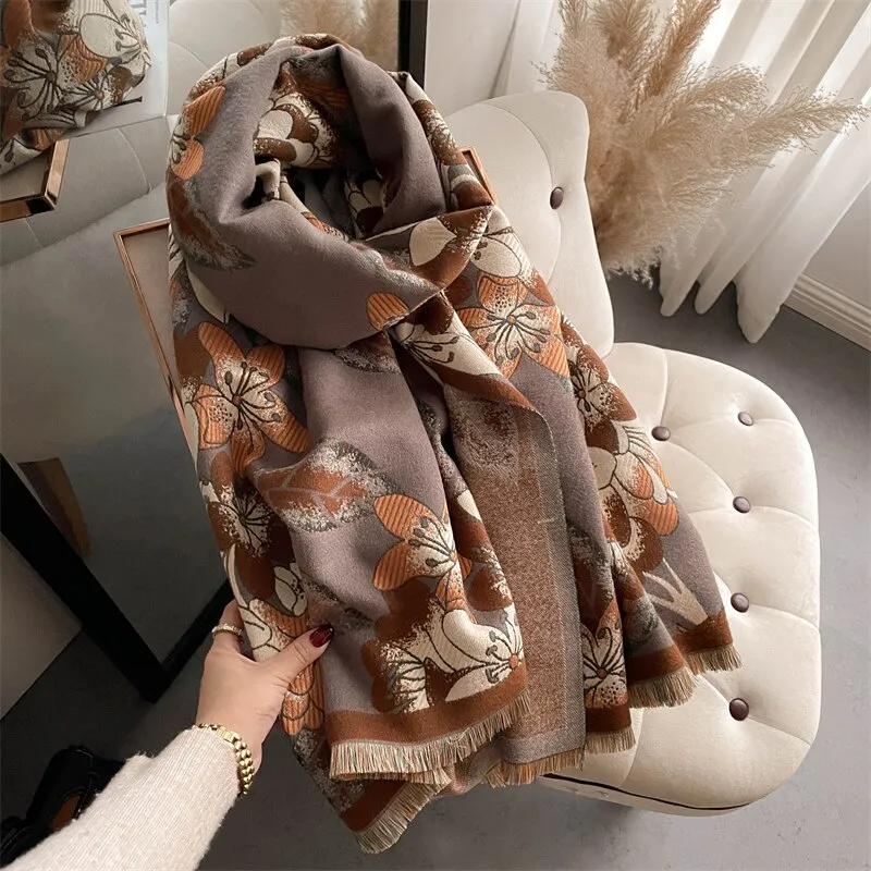 Floral Print Winter Scarf