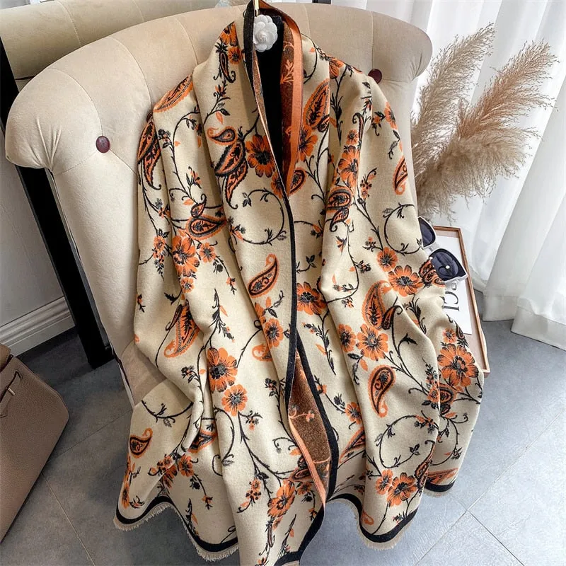 Floral Print Winter Scarf