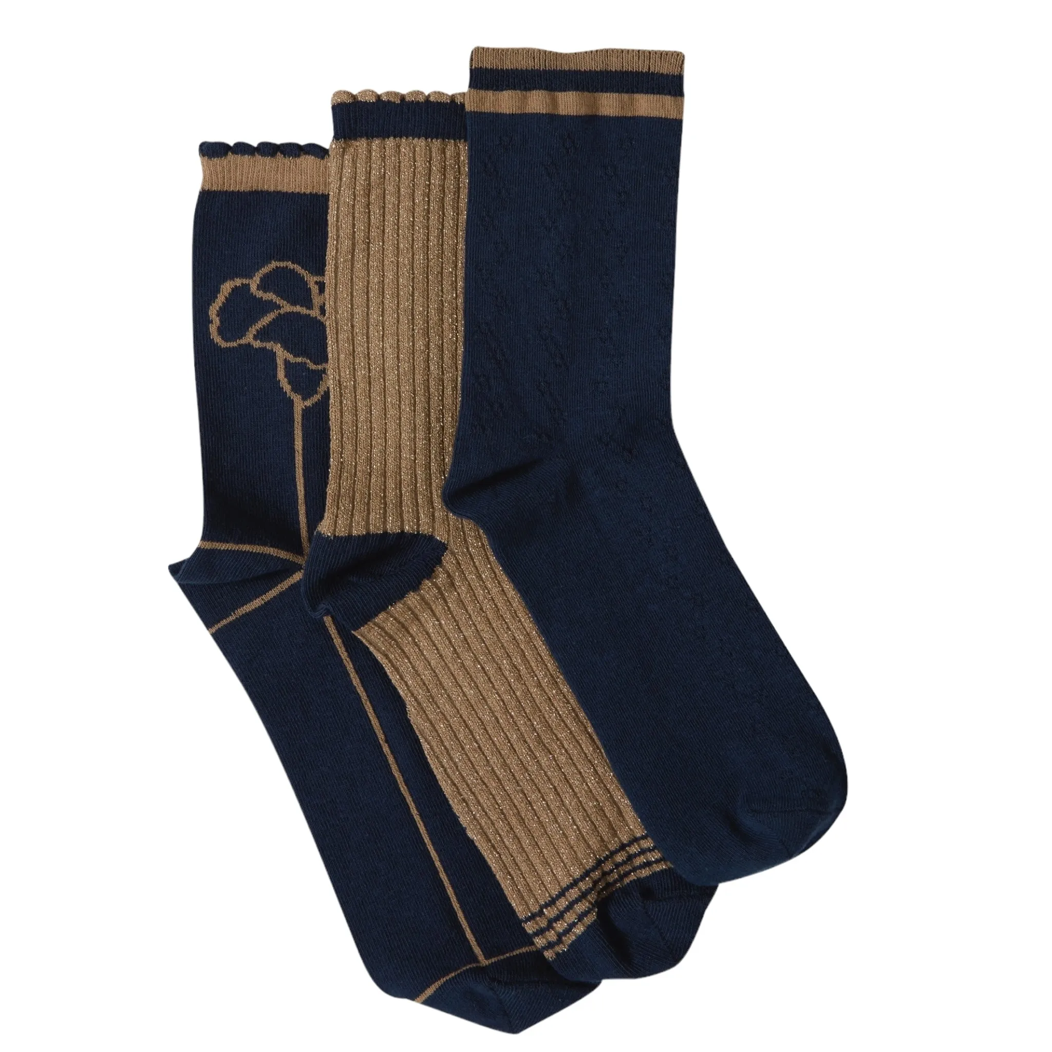 Fransa Fulla Socks 3 Pack Navy