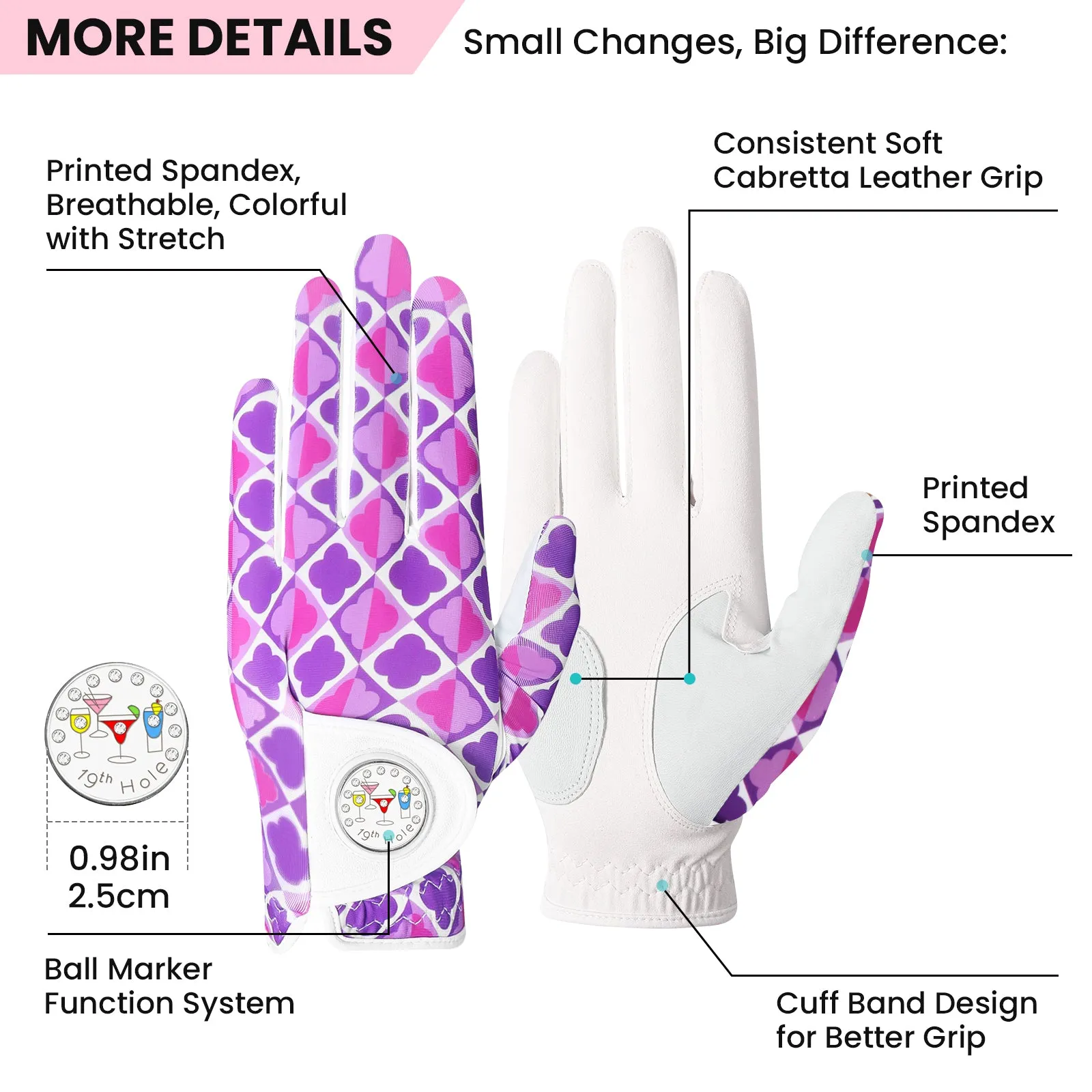 Golf Gloves Women Full Finger Blue Purple Combo 2 Pack