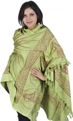 Green Prayer Shawl of Lord Vishnu the Preserver Scraf Wrap