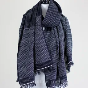 Handspun & Handwoven Cotton Scarf with Frayed Edges - Azo-Free Dyes - Elegant Stole for Style and Comfort | Black, 28x80"