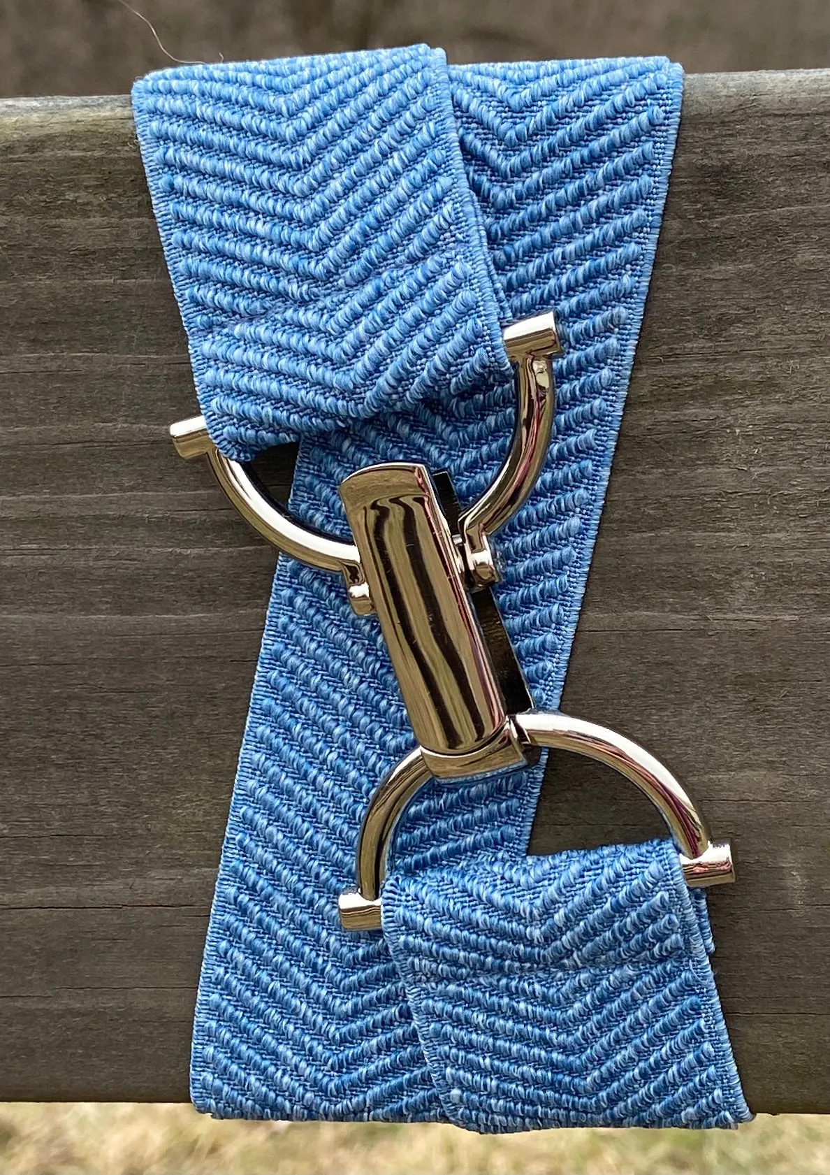 Heather Blue Chevron Elastic Belt