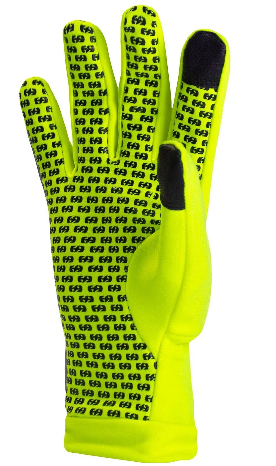 High Visibility Reflective Running Gloves: Yellow / M