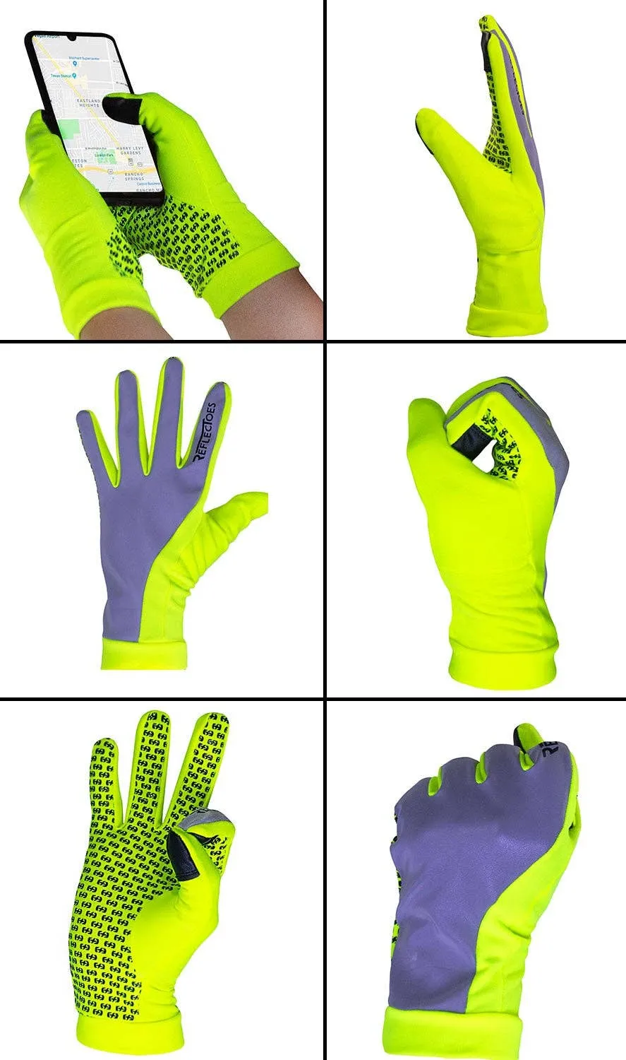 High Visibility Reflective Running Gloves: Yellow / M