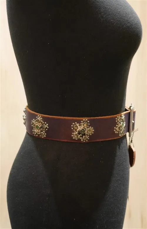 Hollywood Trading Company Turquoise and Purple Studded Leather Belt