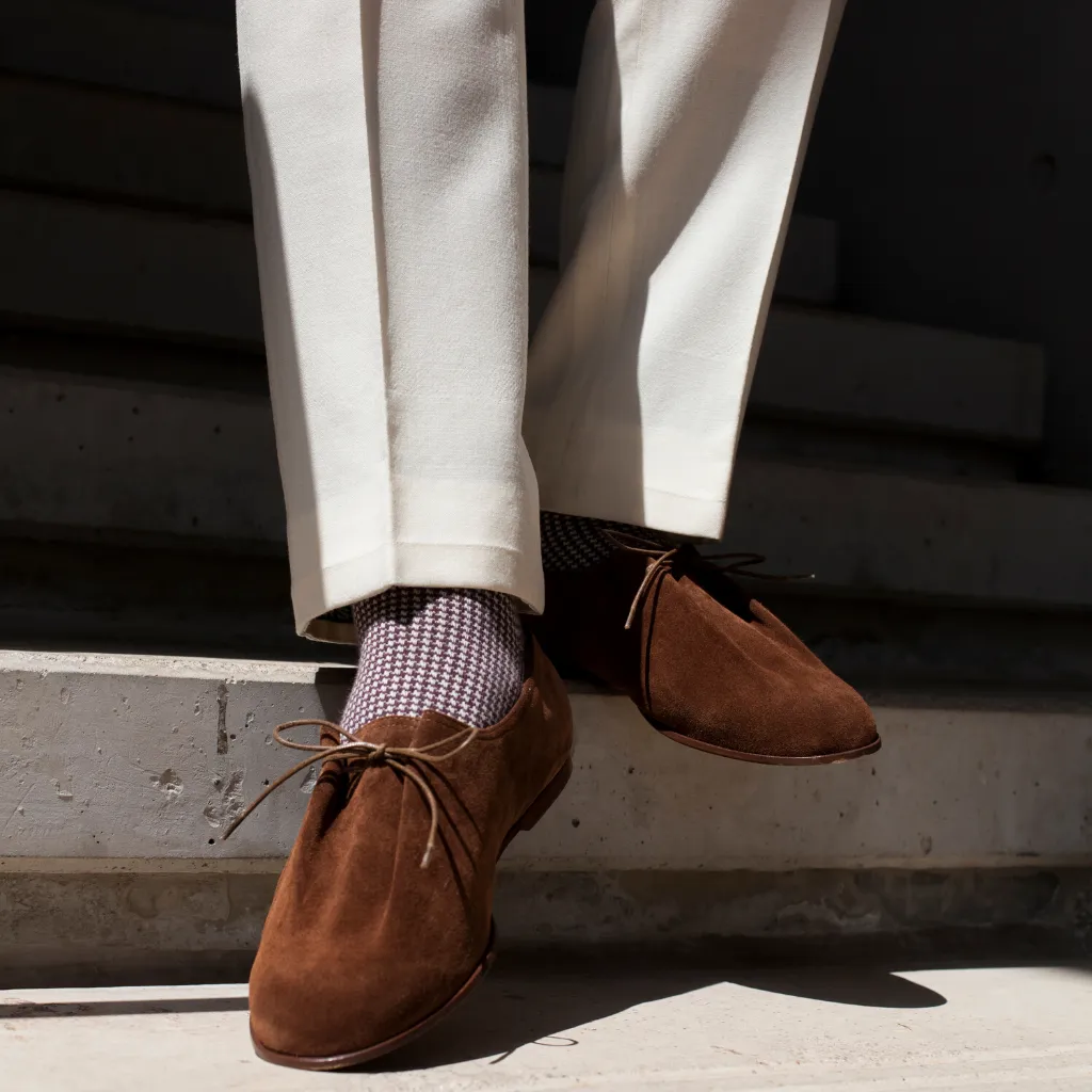 Houndstooth Burgundy Mid-Calf Socks