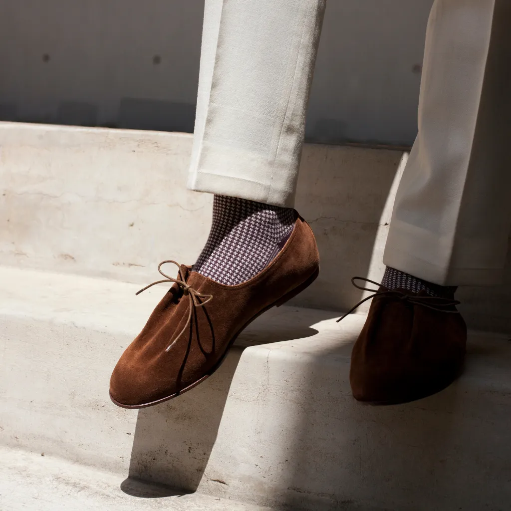 Houndstooth Burgundy Mid-Calf Socks