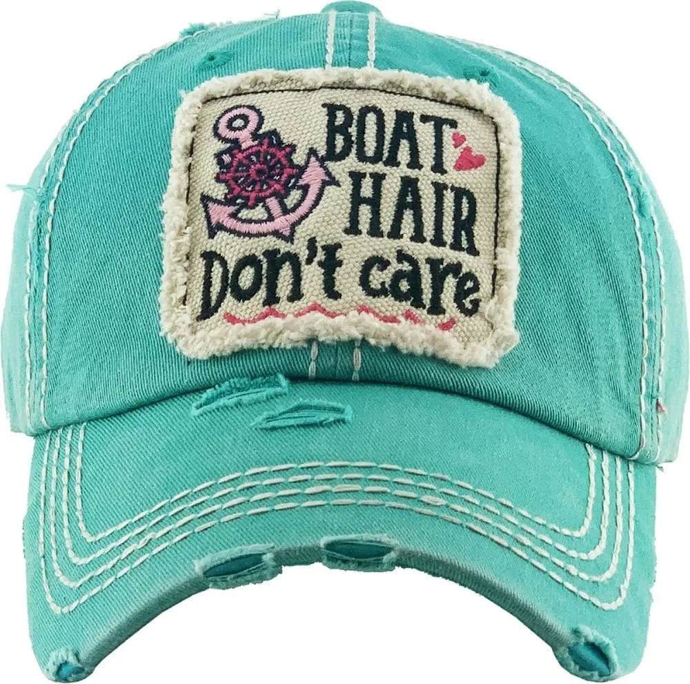 KBV1356 "Boat Hair Don't Care" Vintage Washed Baseball Cap