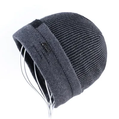 Knitted Winter Beanie For Men - Gray,Blue