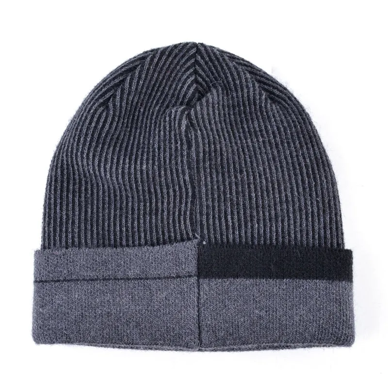 Knitted Winter Beanie For Men - Gray,Blue