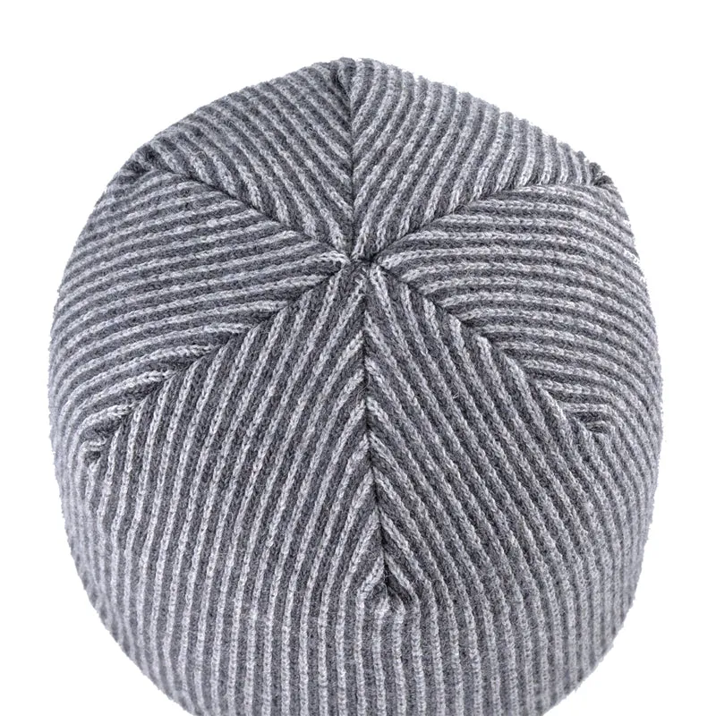 Knitted Winter Beanie For Men - Gray,Blue