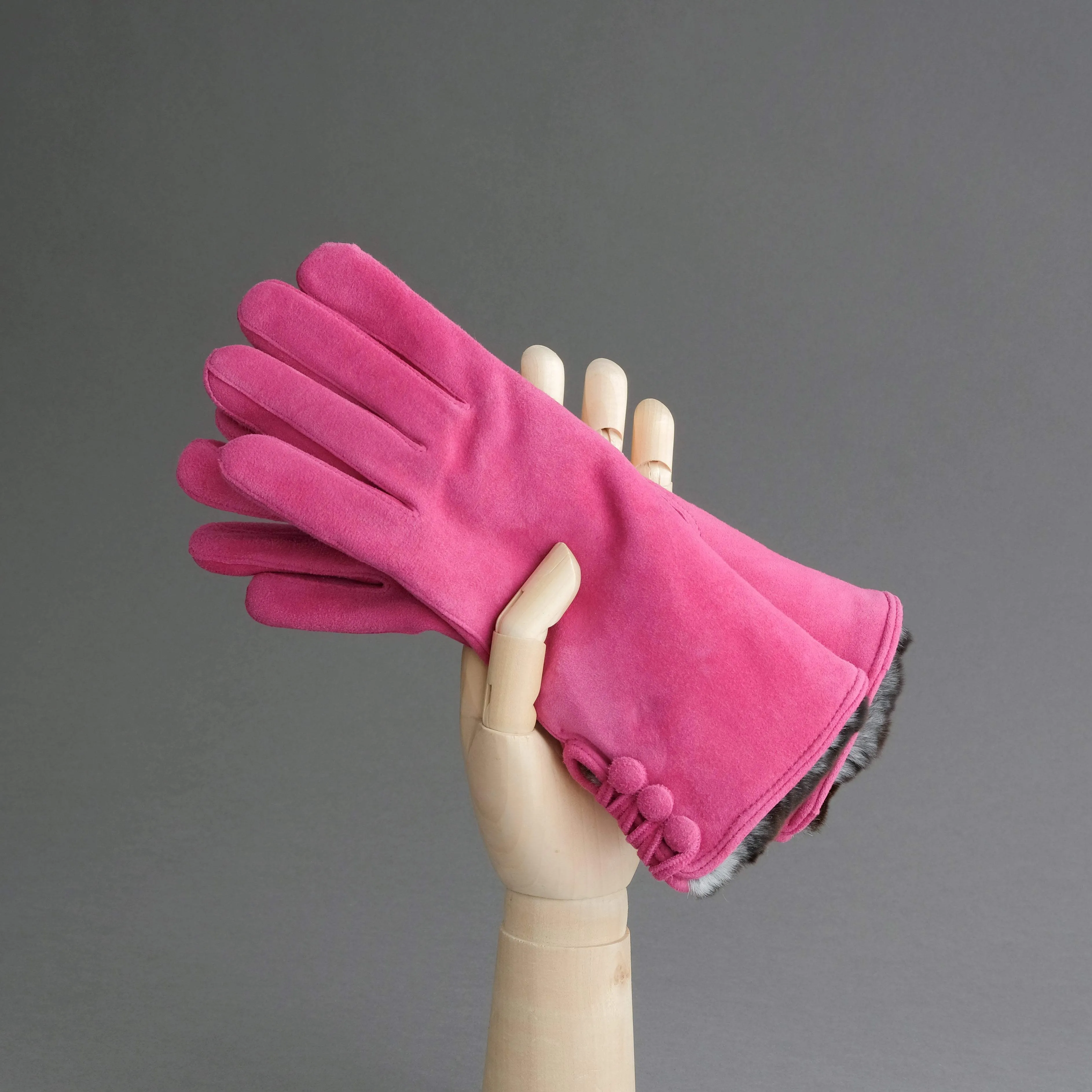 Ladies Gloves from Pink Reindeer Suede with Orylag Cuffs