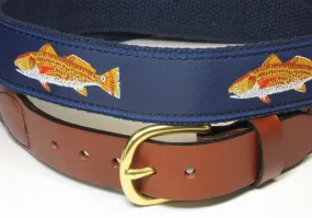 Leather Man Ltd Cotton Web Belt - Navy/Navy Red Drum