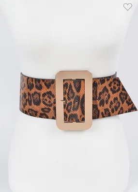 Leopard Rectangle Buckle Belt- Curvy