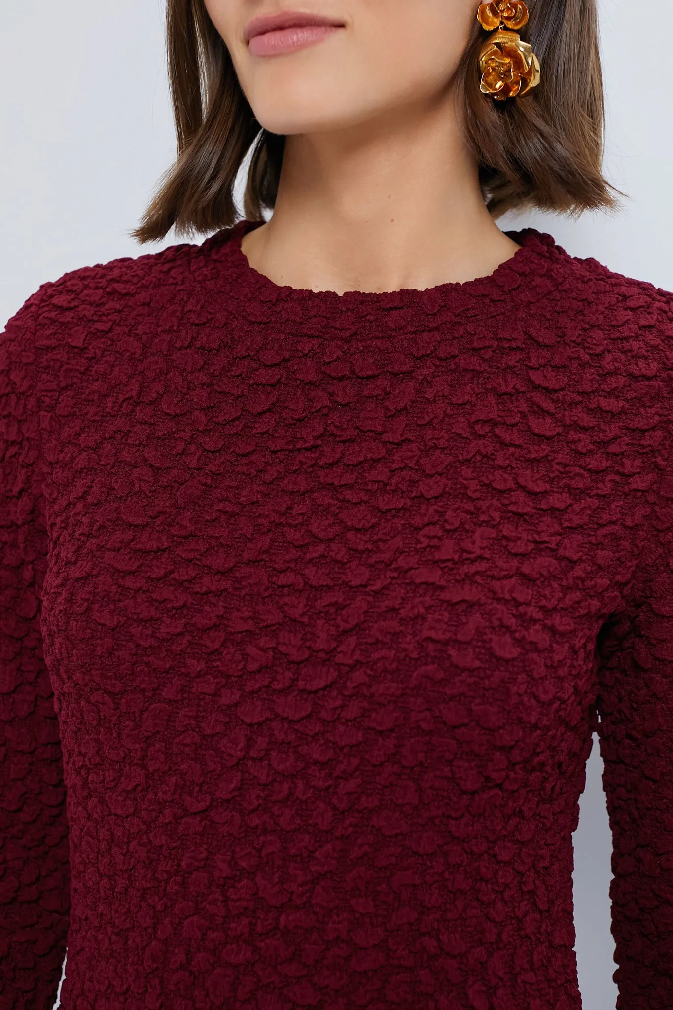 Maroon Textured Madison Midi Dress