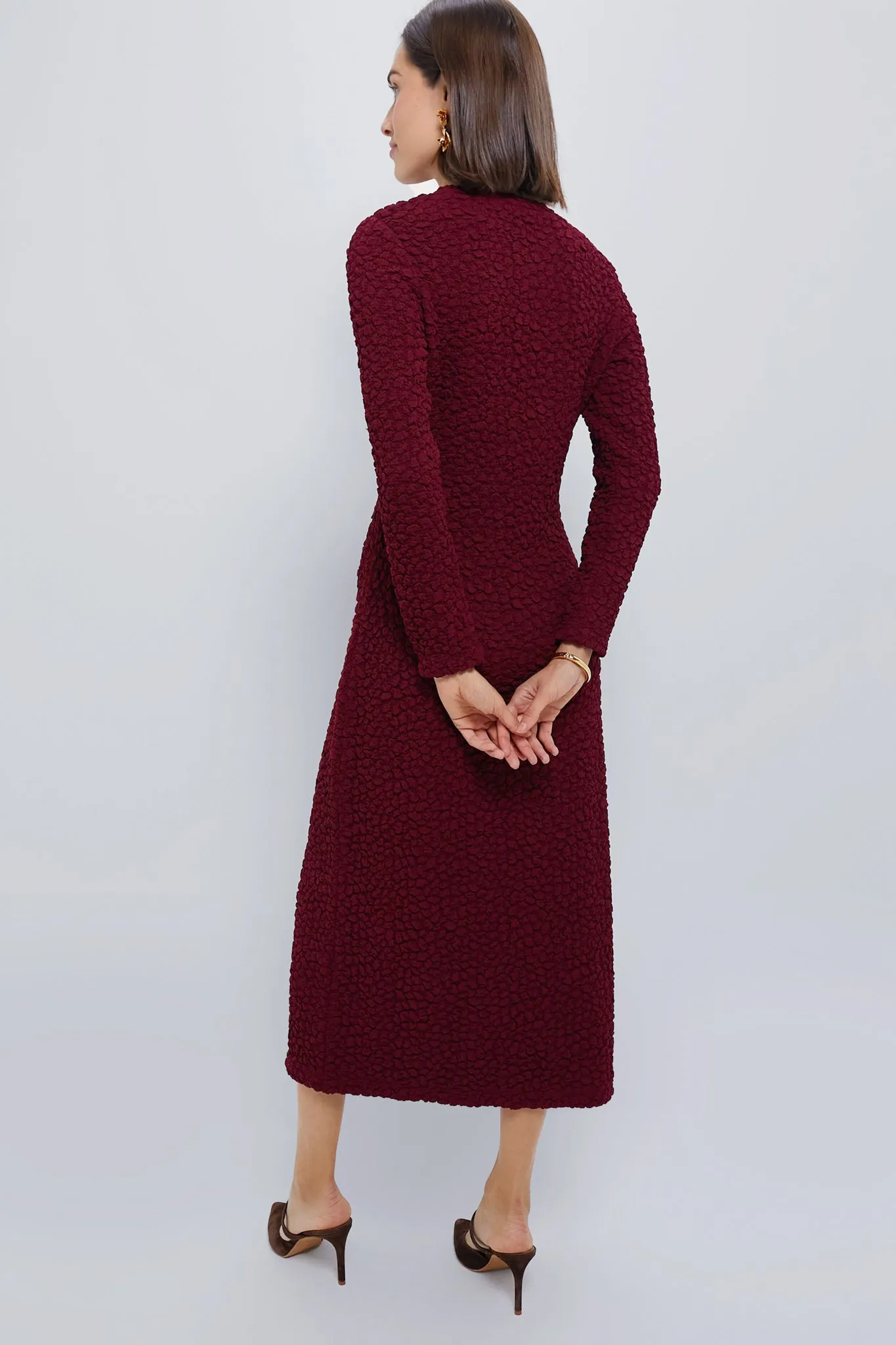 Maroon Textured Madison Midi Dress