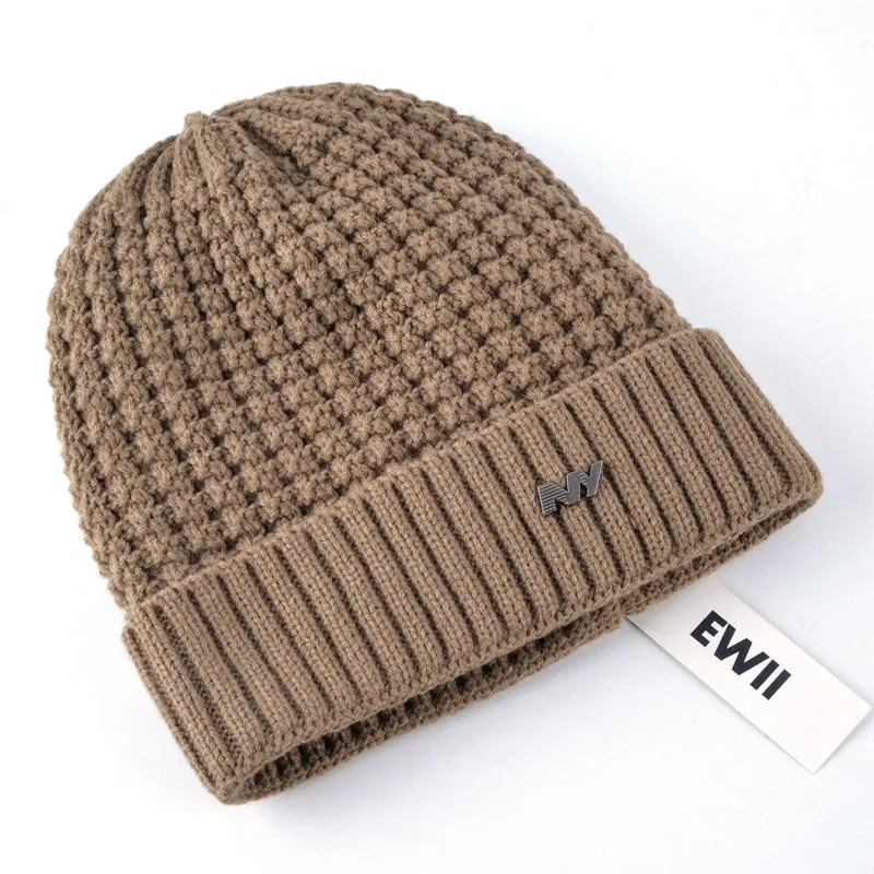 Men's Knitted Winter Beanie - Black,Red,Gray,Khaki,Blue