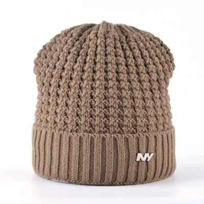 Men's Knitted Winter Beanie - Black,Red,Gray,Khaki,Blue