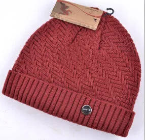 Men's Knitted Winter Beanie - Black,Red,Khaki,Crimson,Brown