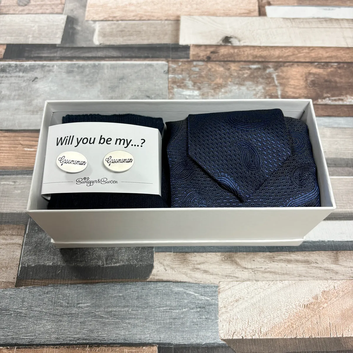 Navy Paisley Boxed Gift Set