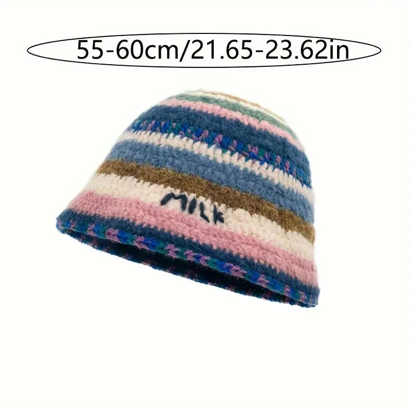 New Knitted Fisherman Autumn Winter Warm Retro Striped Basin Hat