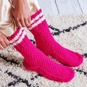 Red Heart Get Comfy Knit Slipper Socks