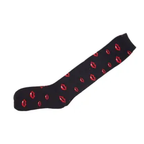 Rosy Lips Ladies Black Knee High Socks Long Womens AU Stock