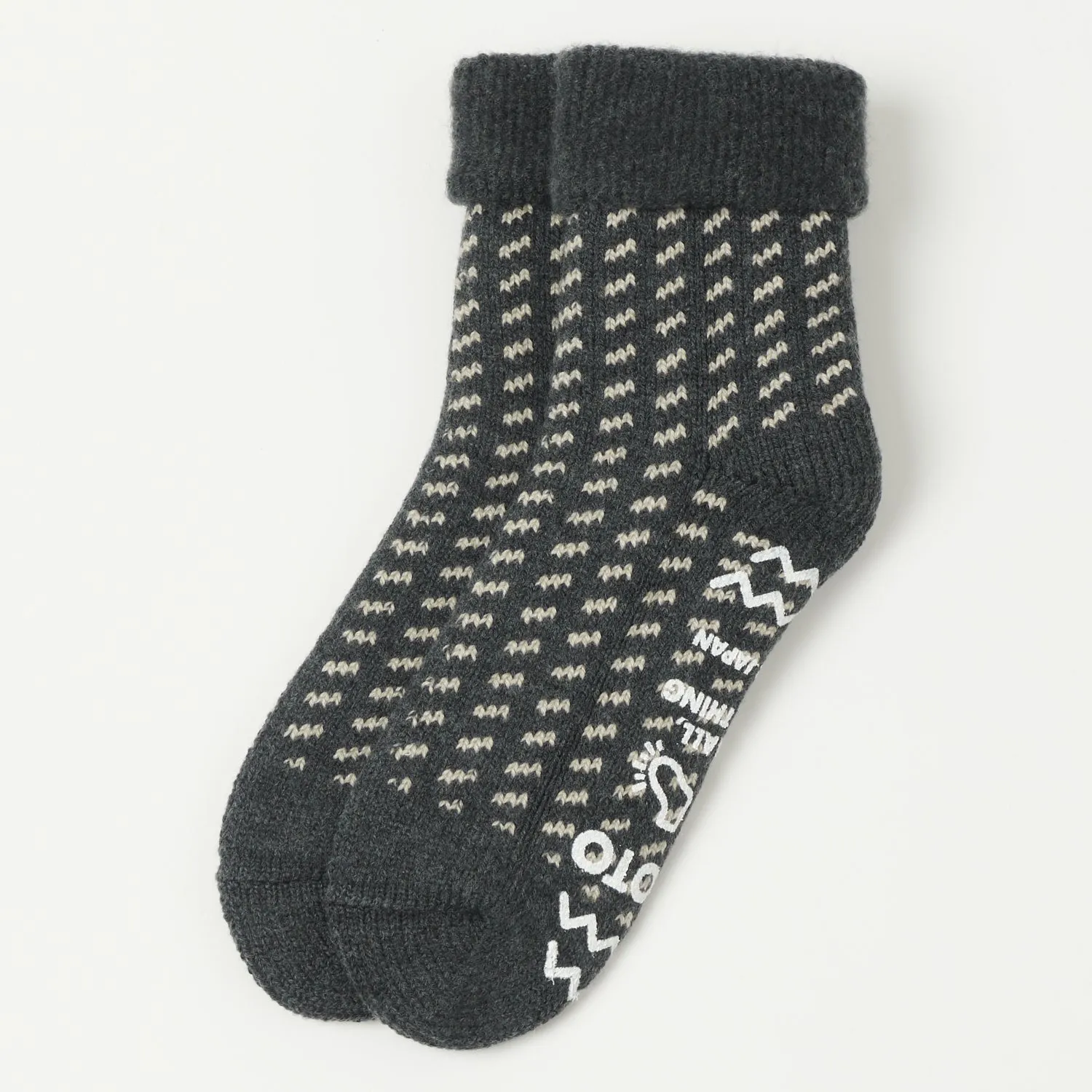 RoToTo Bird's Eye Comfy Room Sock - Charcoal