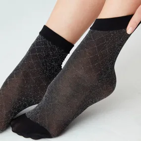 Sheer, Sparkly, Diamond Patterned Socks