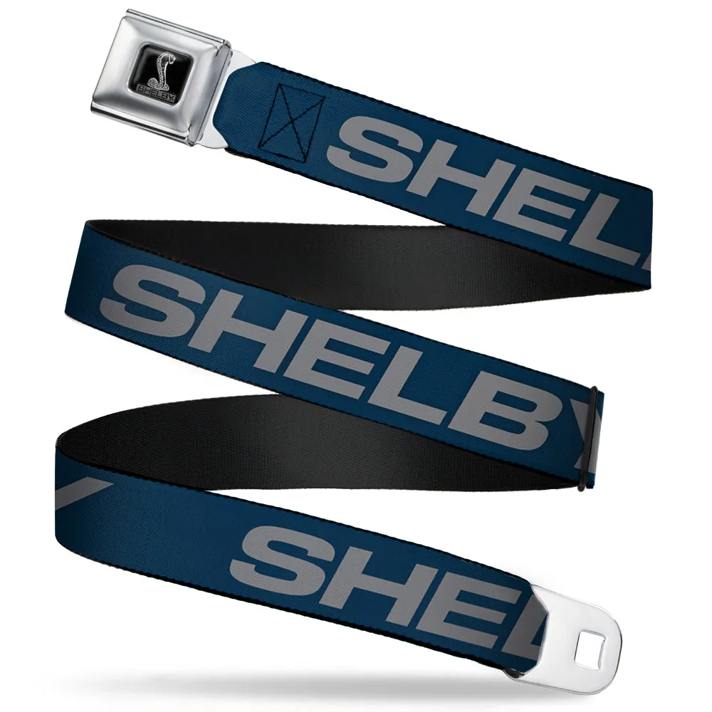 SHELBY Tiffany Box Full Color Black Silver-Fade Seatbelt Belt - SHELBY Bold Blue/Gray Webbing