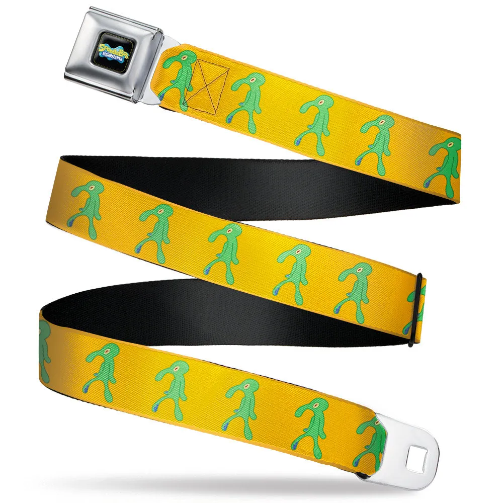 SpongeBob SquarePants Logo Full Color Black/Blues Seatbelt Belt - SpongeBob Squidward Bold and Brash Painting Orange/Green Webbing