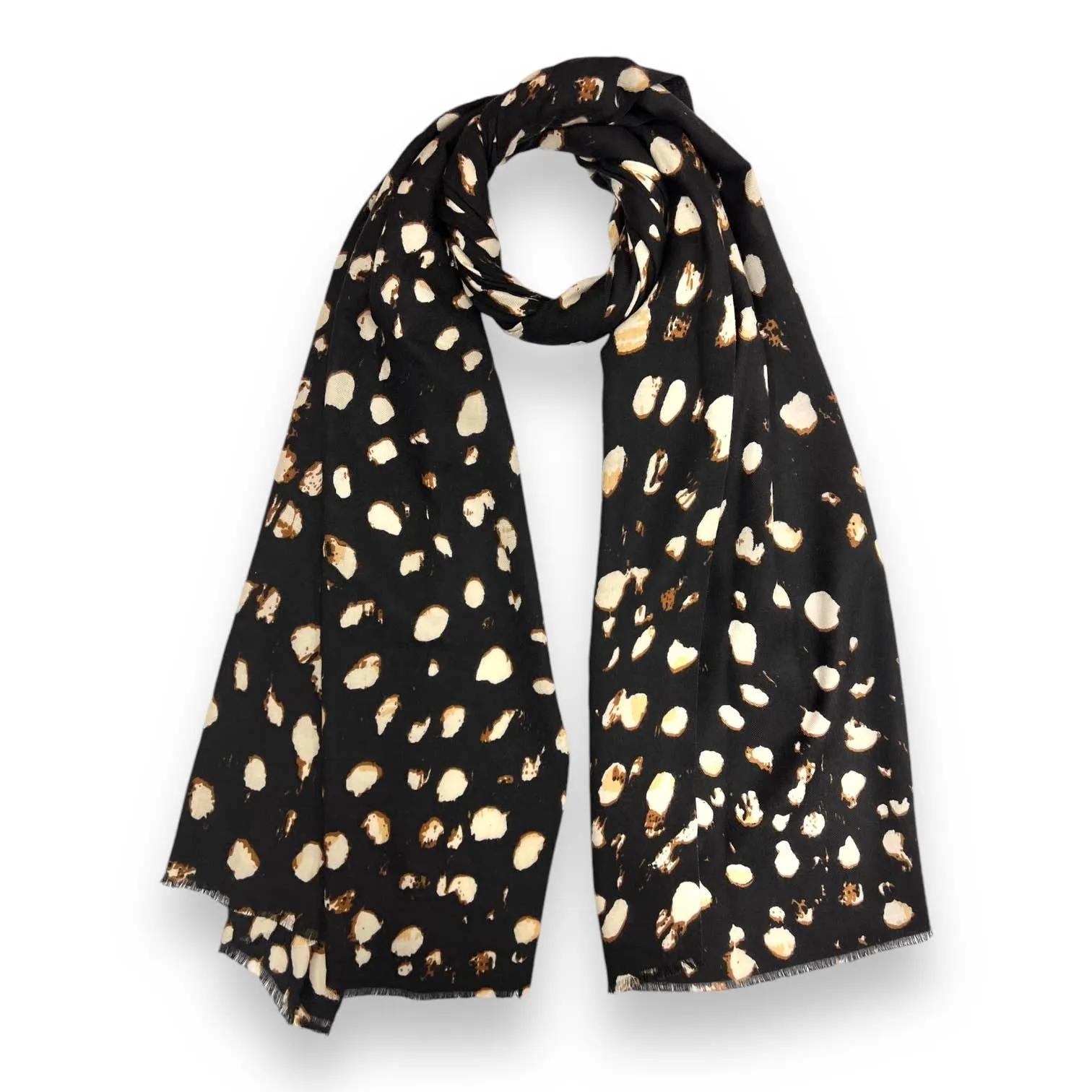 Spotty print lightweight scarf - Black