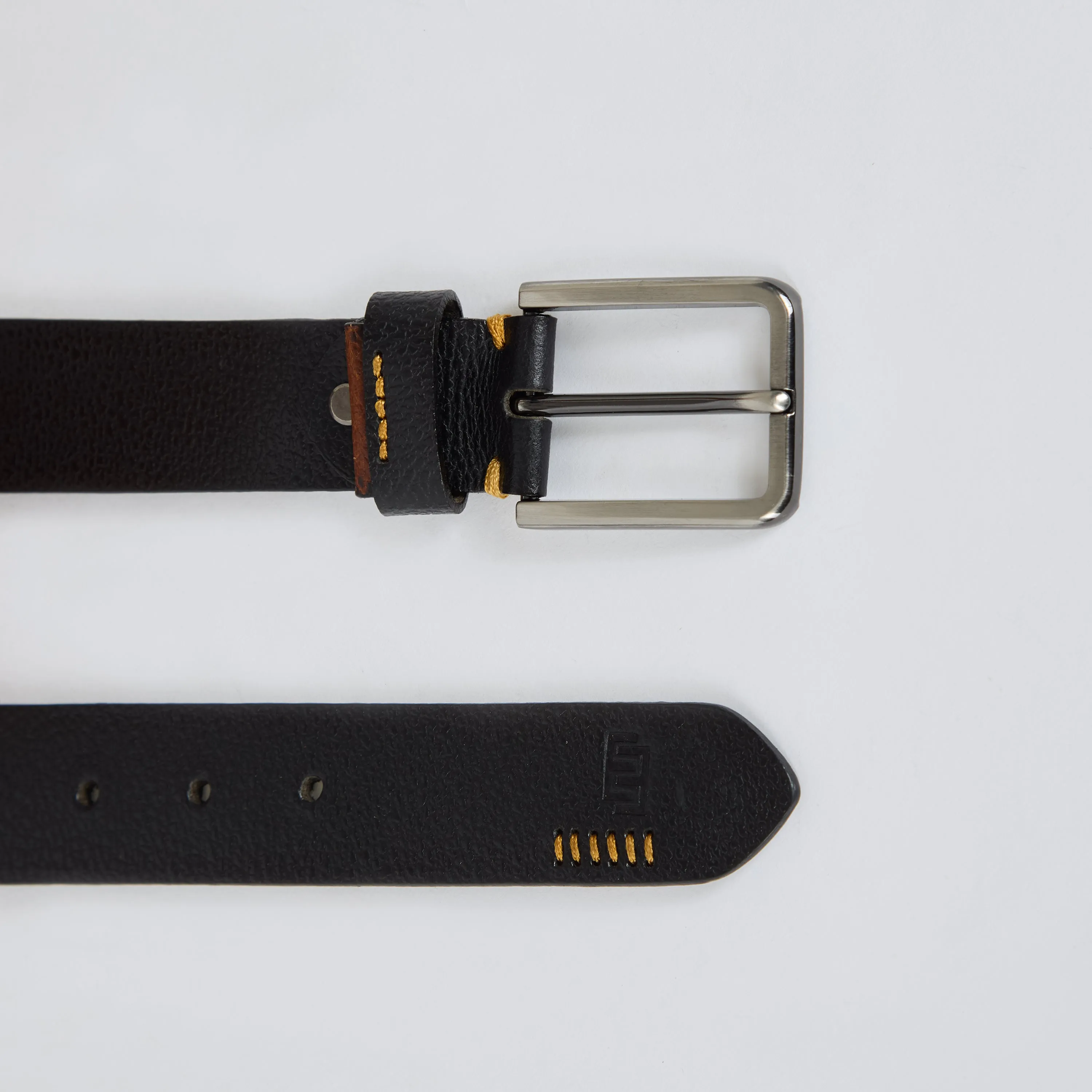 Textured Genuine Leather Belt - Black