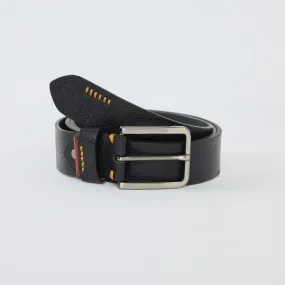 Textured Genuine Leather Belt - Black