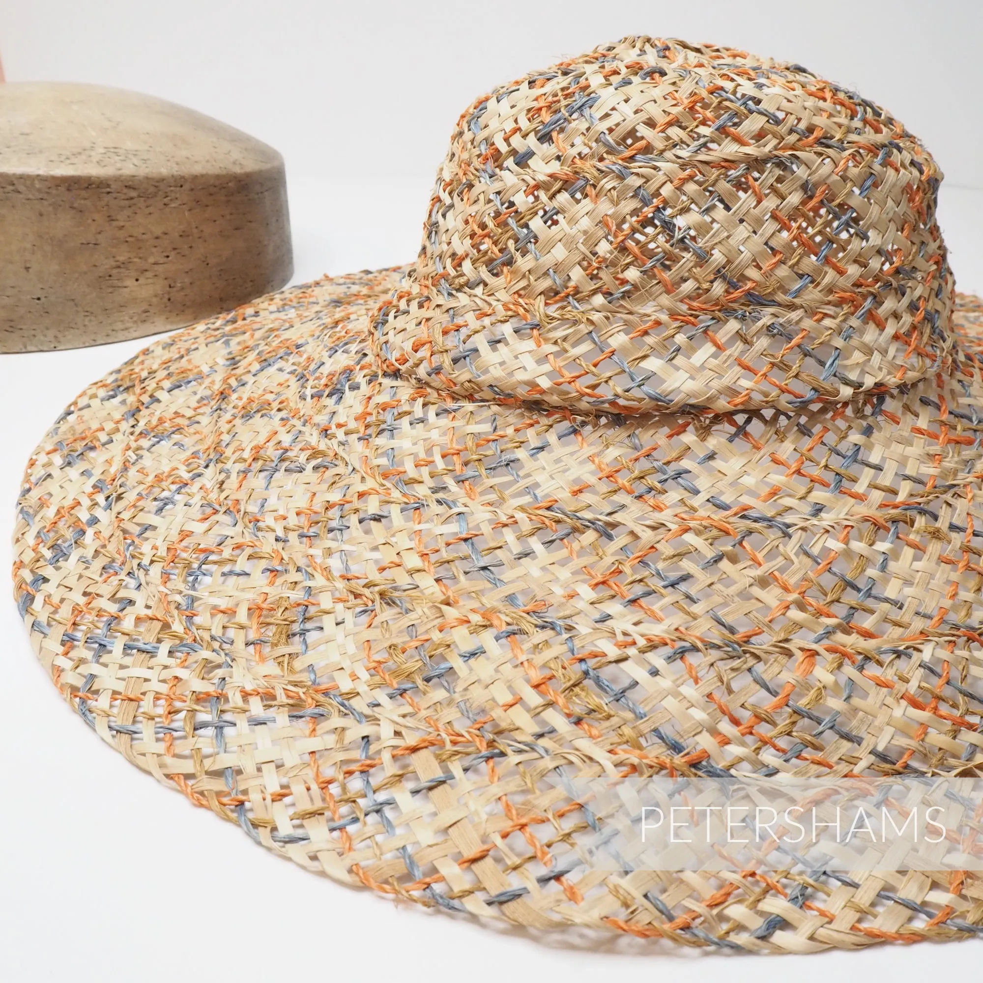 Twisted Jute & Strip Straw Capeline Hat Body - 12"