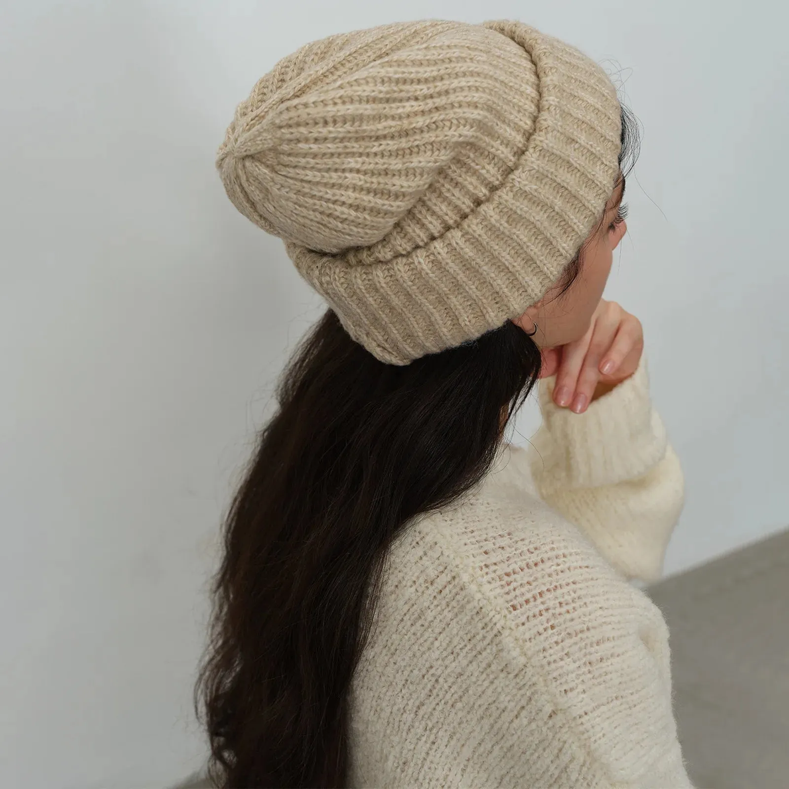 Winter Warm Wool Blend Solid Candy Color Knitted Hat Women