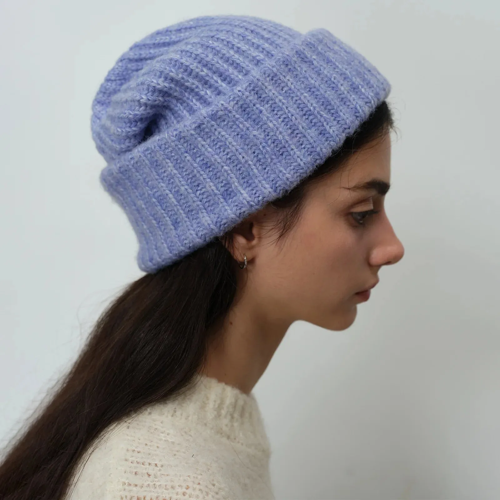 Winter Warm Wool Blend Solid Candy Color Knitted Hat Women