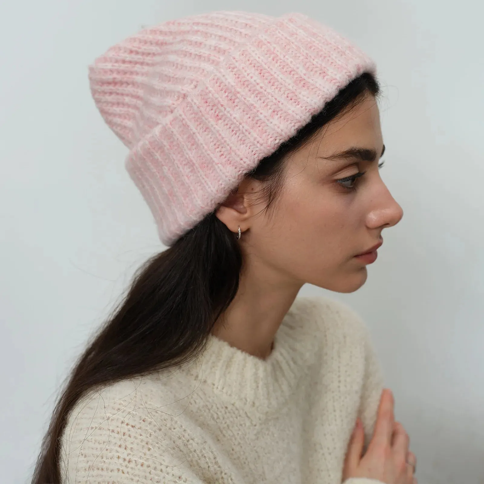 Winter Warm Wool Blend Solid Candy Color Knitted Hat Women