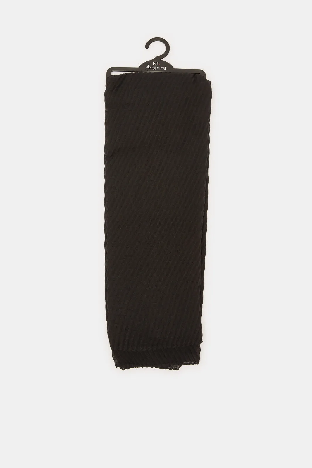 Women Black Pleated Scarf