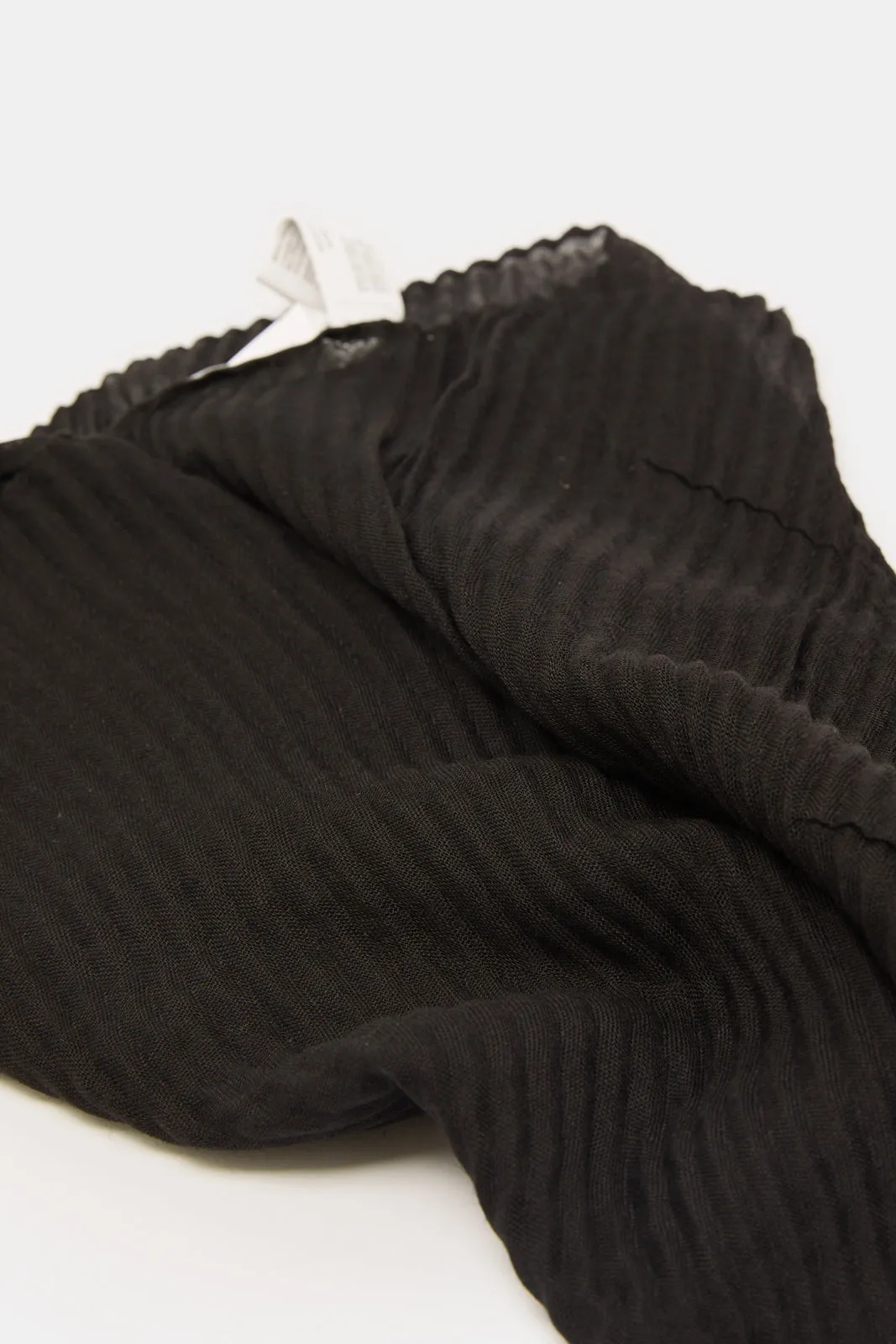 Women Black Pleated Scarf