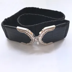 Women's Brighton | Wide Stretch Belt with Front Clasp | Black