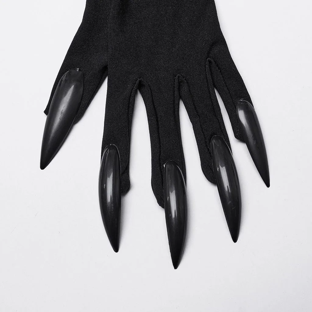 Women's Gothic Feather Embroidered Witchy Gloves