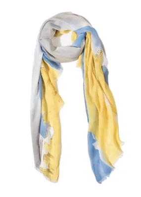 Yellow and Blue Watercolour Oblong Scarf